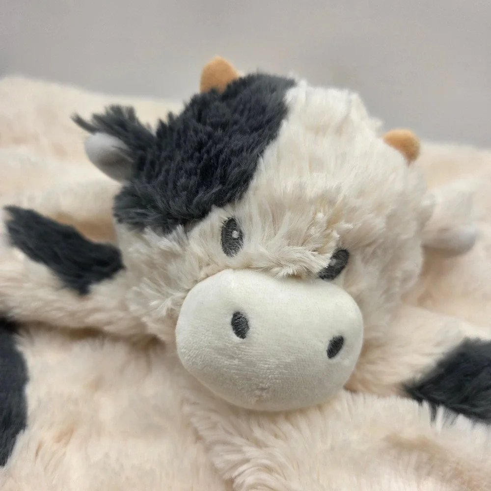 Kellytoy Squishmallows Cow Baby Security Blanket Plush Lovey Black White Cream‎